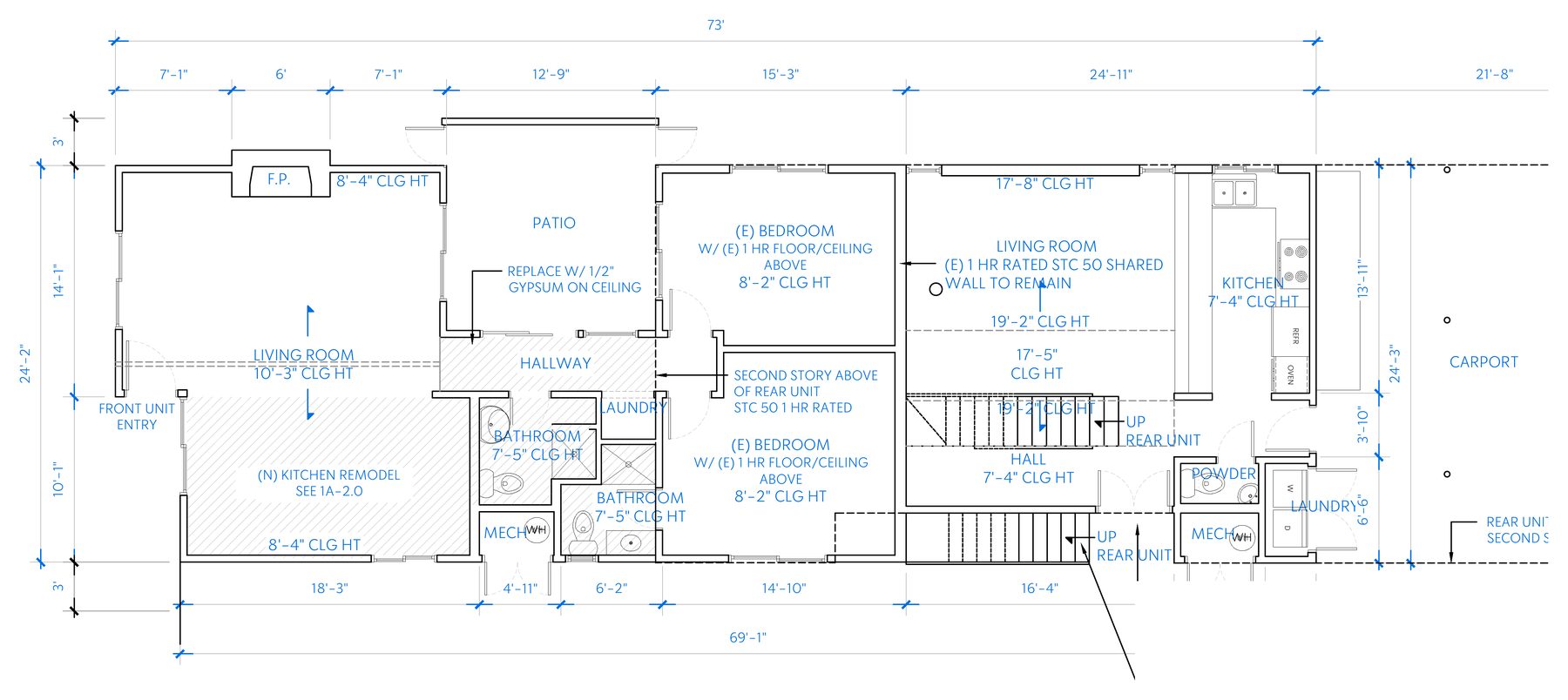 Coastal Duplex Remodel floor plan sample